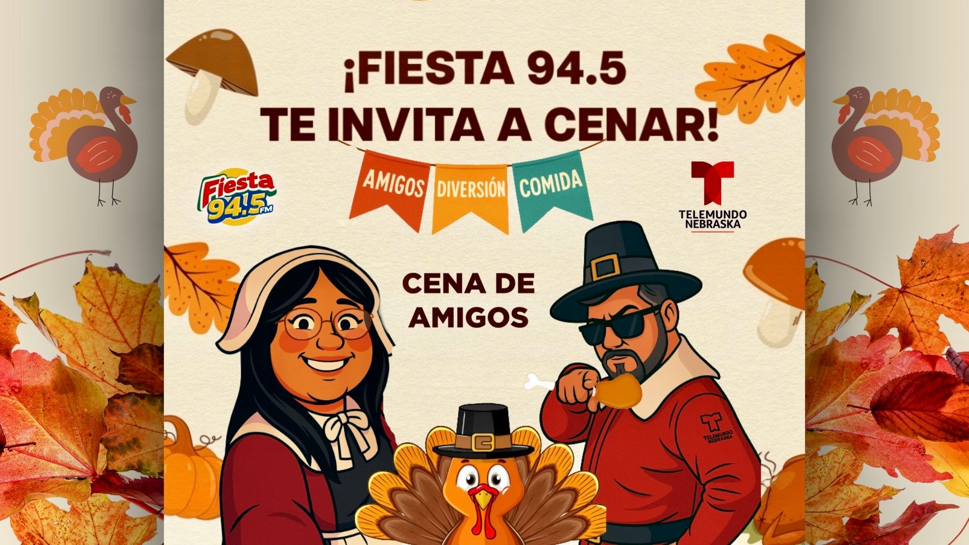 Fiesta 94.5 y Telemundo Nebraska celebrarán un Friendsgiving especial en Acción de Gracias